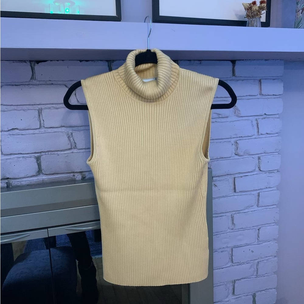 Chico's Ribbed Sleeveless Turtleneck Sweater - Soft Cream